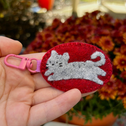 Felt Keychain - Grey Cat