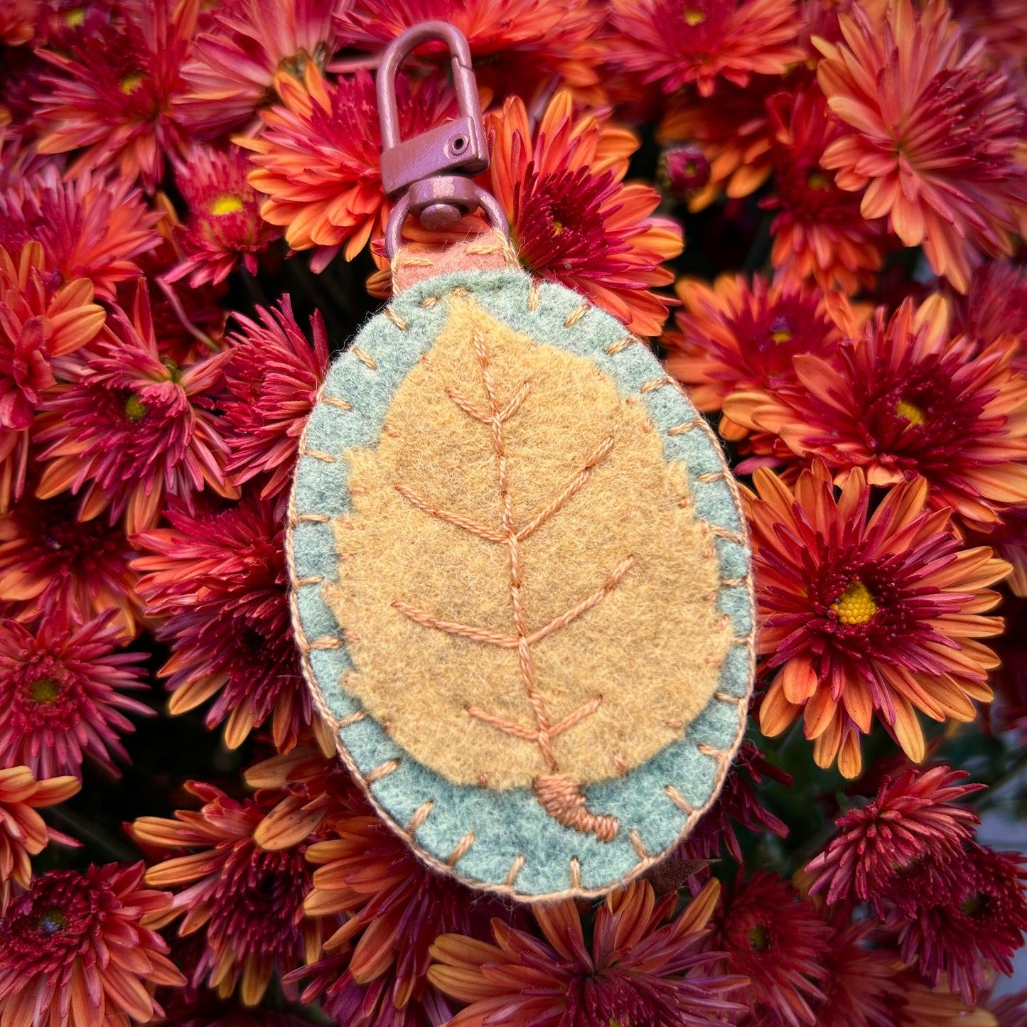 Felt Keychain - Yellow Autumn Leaf