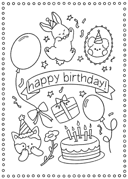 Birthday friends Color-In-Card