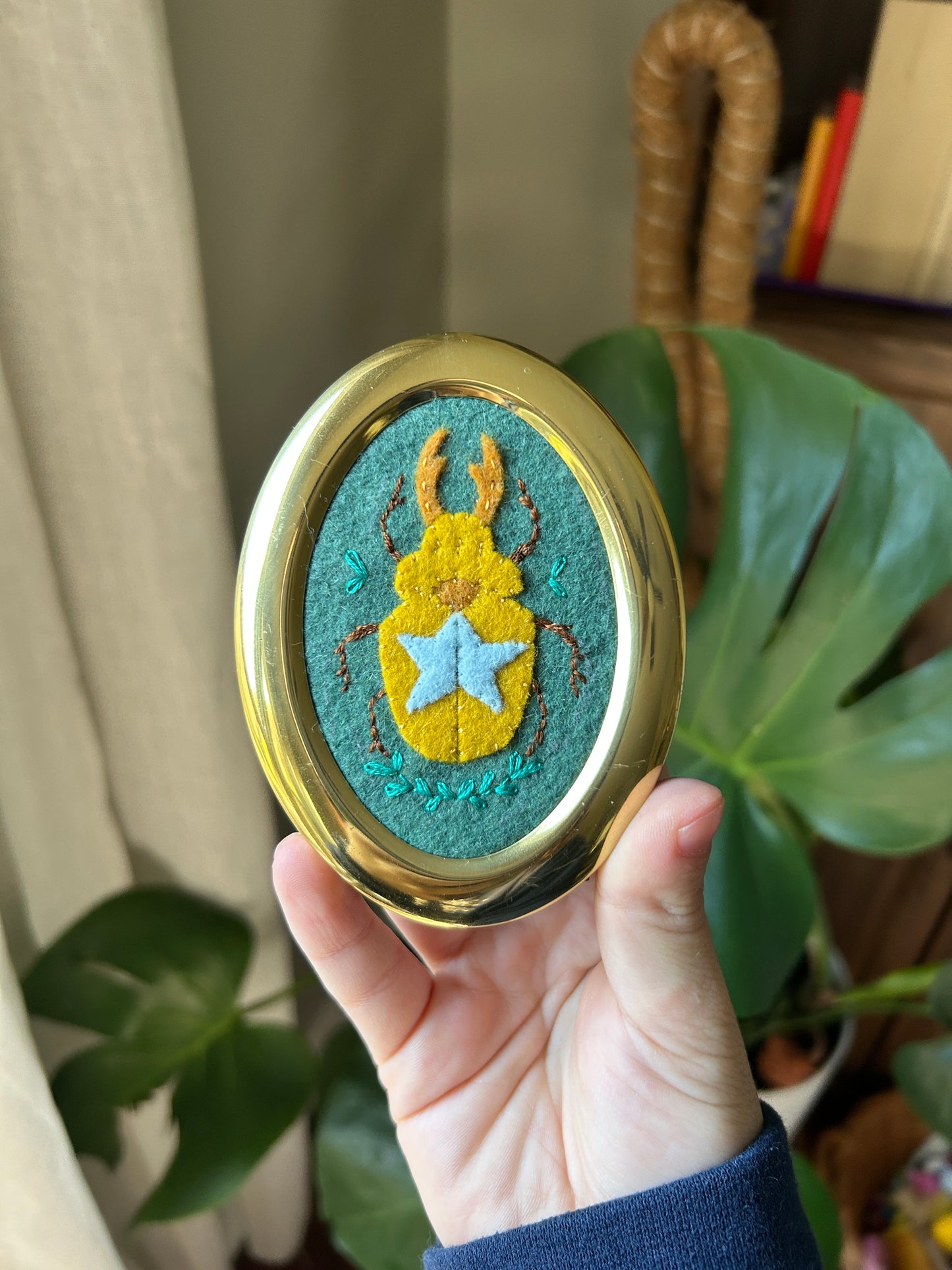 Magical Beetle - Mini Framed Felt Art