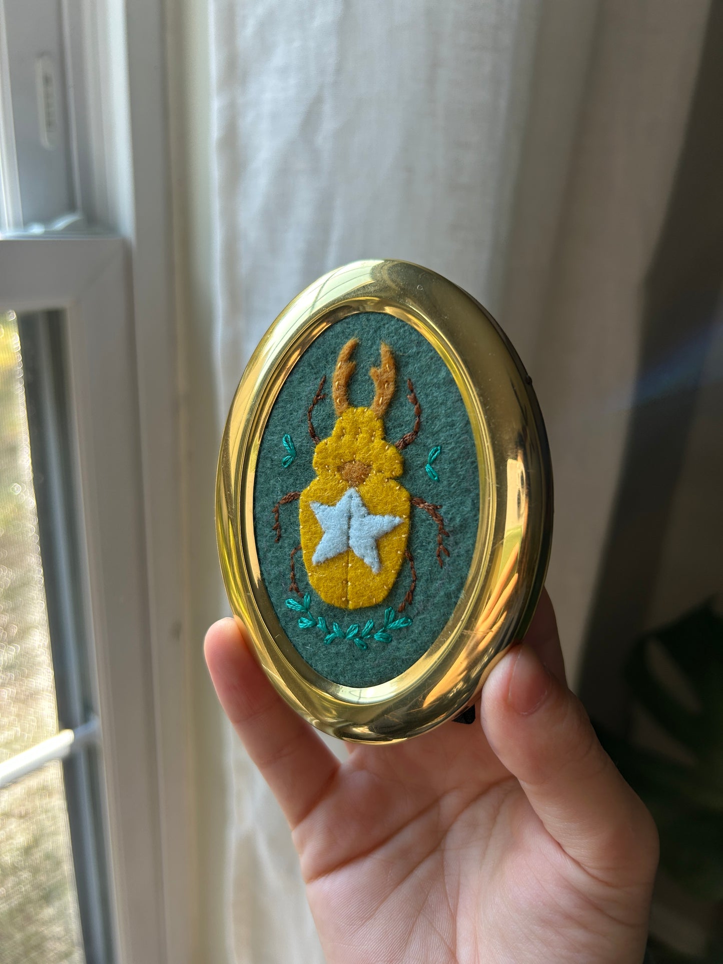 Magical Beetle - Mini Framed Felt Art