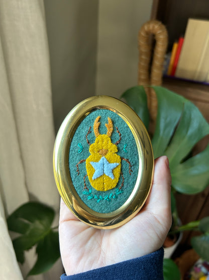 Magical Beetle - Mini Framed Felt Art