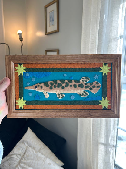 Spotted Gar - Framed Felt Embroidery Fish Art