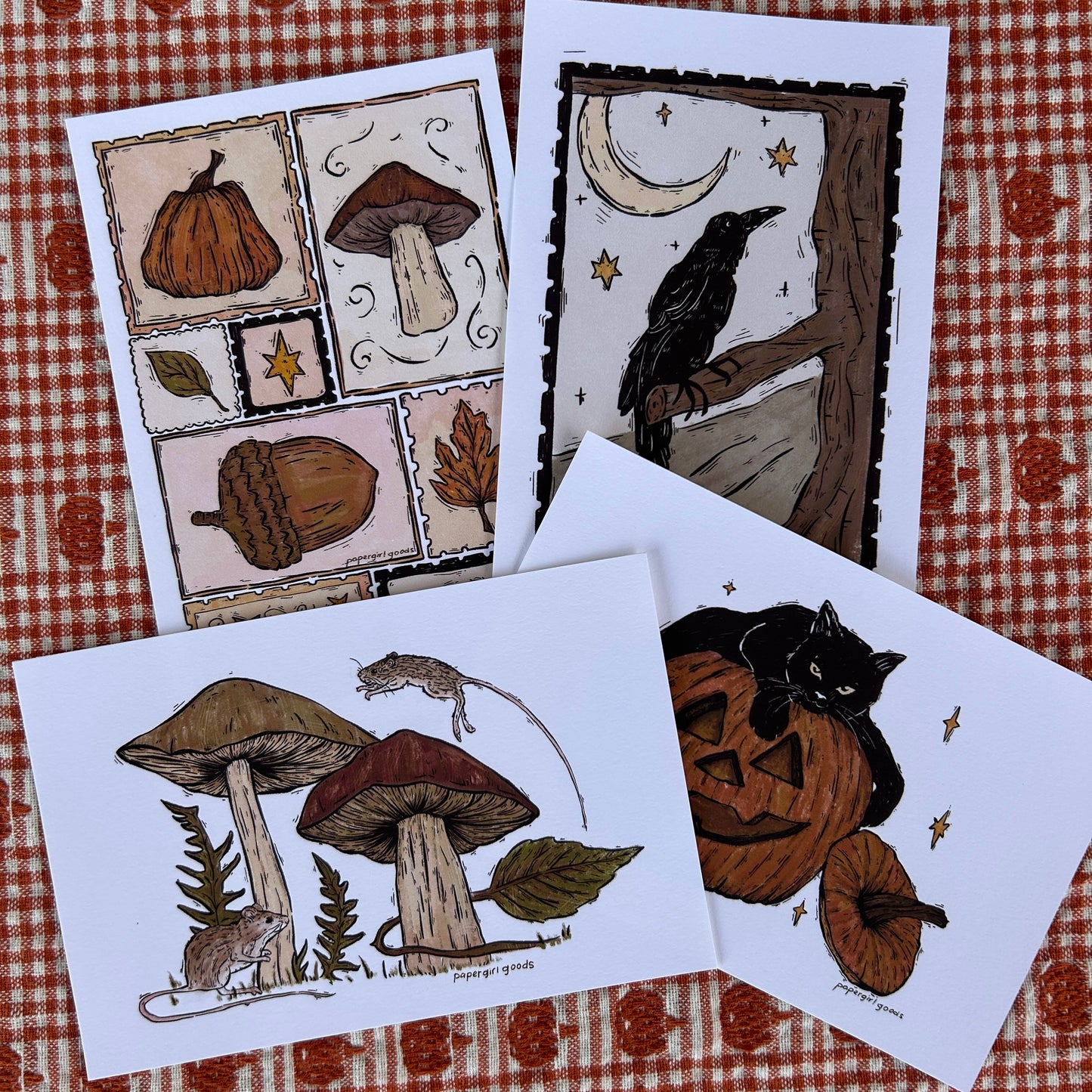 Mice and Mushrooms Autumn Print