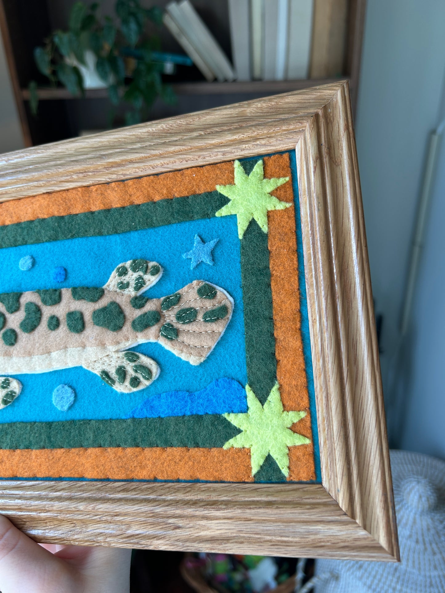 Spotted Gar - Framed Felt Embroidery Fish Art