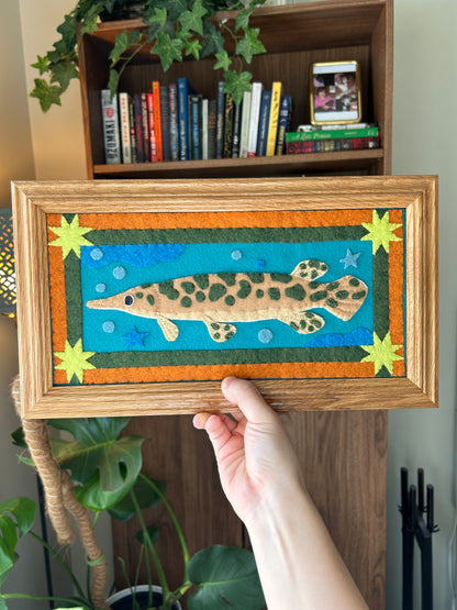 Spotted Gar - Framed Felt Embroidery Fish Art