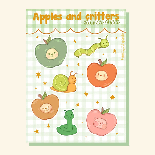 apples and critters sticker sheet