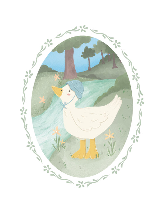 Duckling by the stream Print