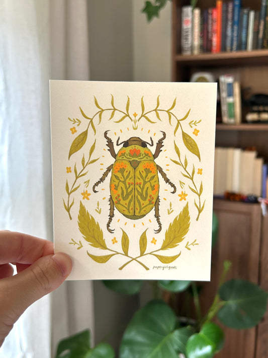 Beetle Folk Art Floral Print - Mini