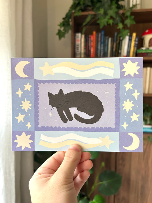 Black Sleepy Kitty - Print Version