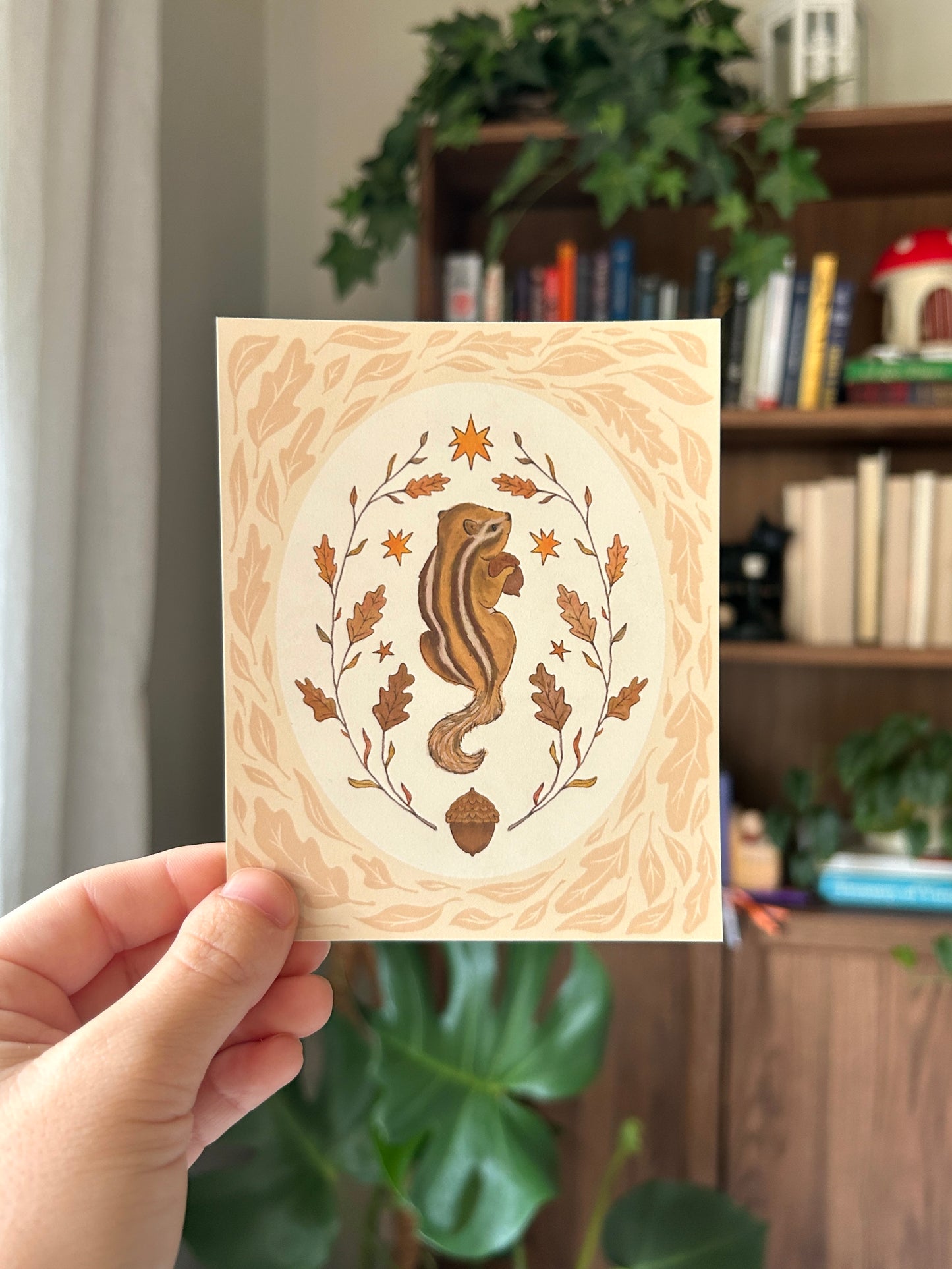 Woodland Florals and Chipmunk Print - Mini