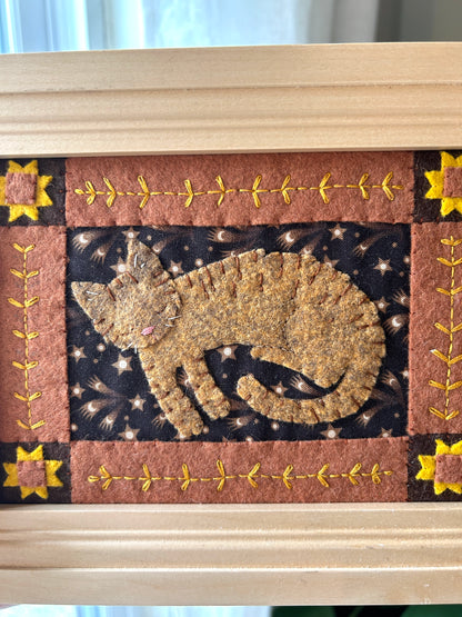 Tabby Sleepy Kitty - Framed Felt Sleepy Kitty