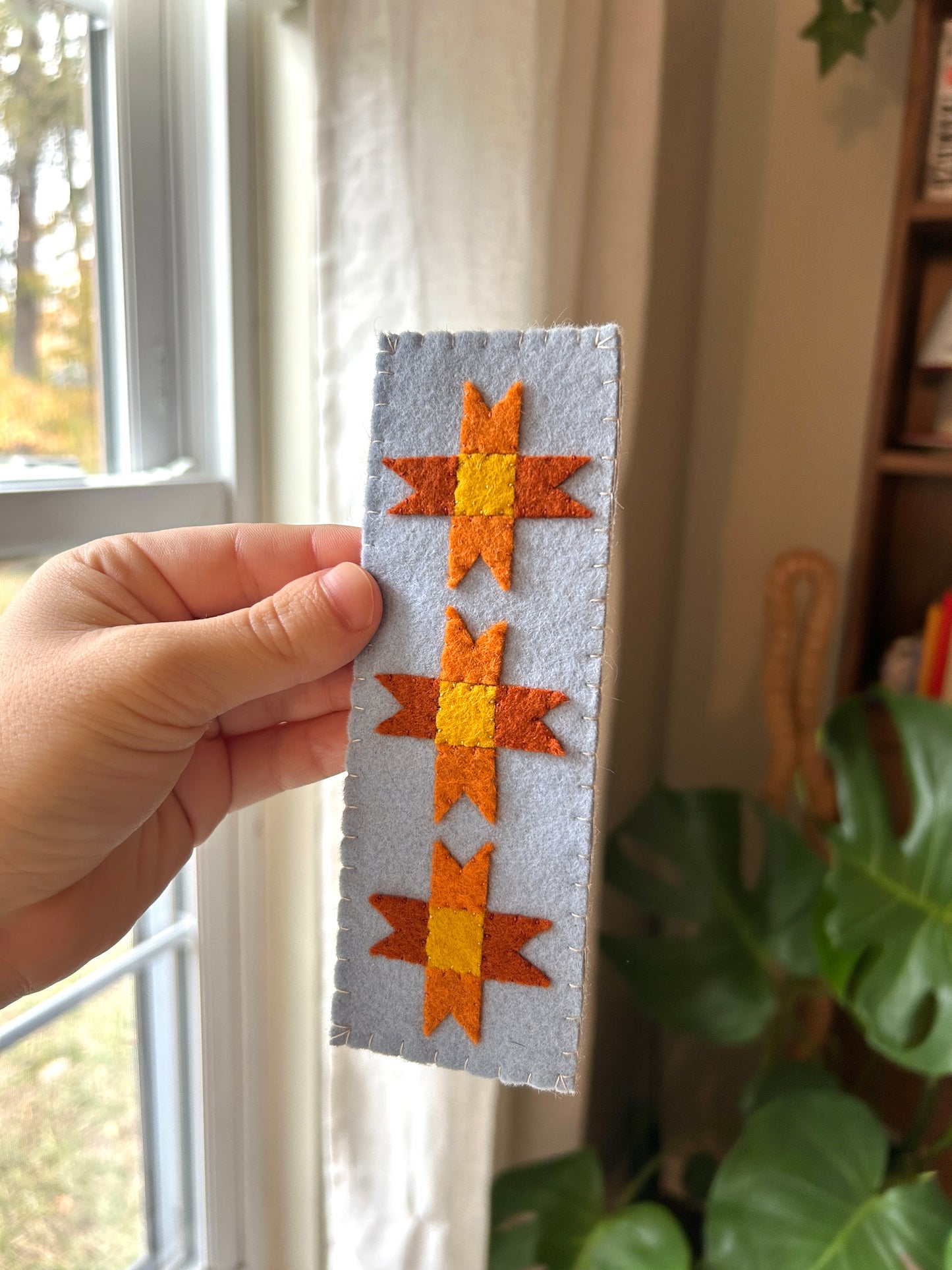 Quilt Stars Felt Embroidered Bookmark