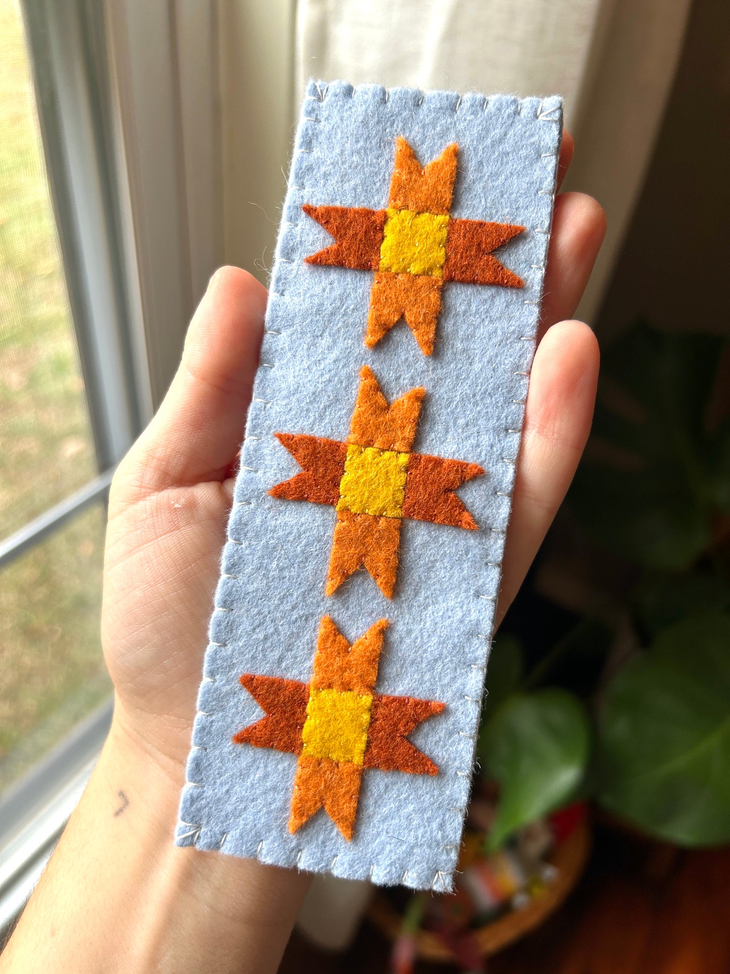 Quilt Stars Felt Embroidered Bookmark