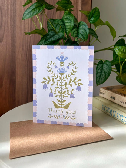 Folk Art Floral Thank You Card