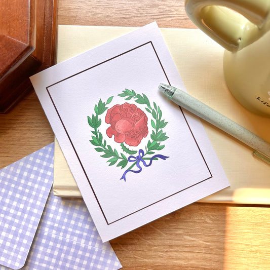 Rose and Gingham Card